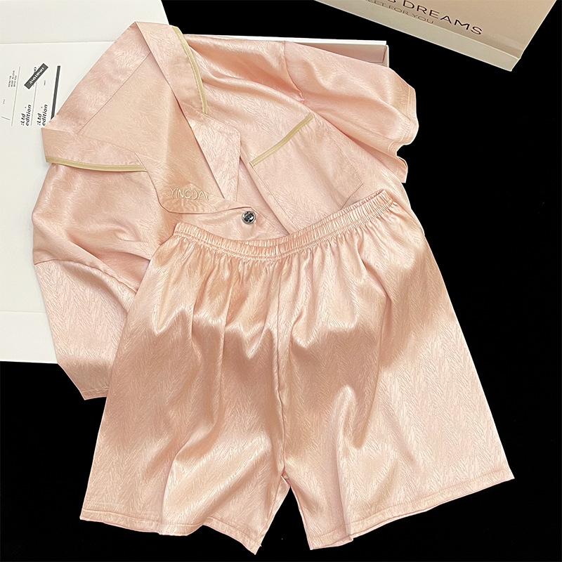 High-End Simulation Silk Nightdress Women'S Summer Temperament Short-Sleeved Suit Casual Women'S Pajamas Loungewear