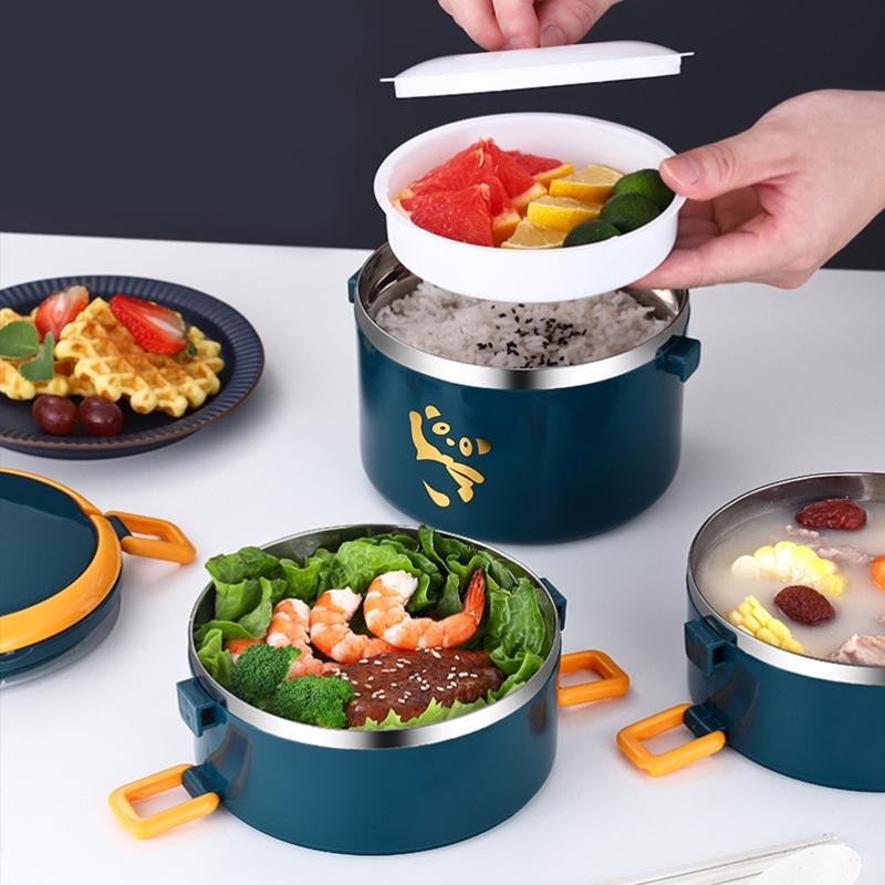 1-4Layer Stainless Steel Bento Box Set Cartoon Child Adult School Office Food Storage Container Outdoor Camping Picnic Lunch Box