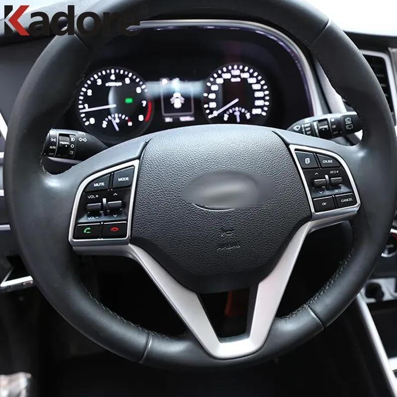Car Steering Wheel Panel Cover Trim For Hyundai Tucson 2015 2016 2017 2018 Carbon Fiber Interior Mouldings Accessories