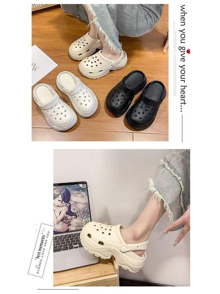 EVA Women's Height-Boosting Summer Clogs - Thick-Soled Beach Sandals for Petite Outdoor Use.