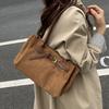 Women's small handbag, casual, large capacity, new retro style, faux suede, women's shoulder bag, commuting, work, tote bag