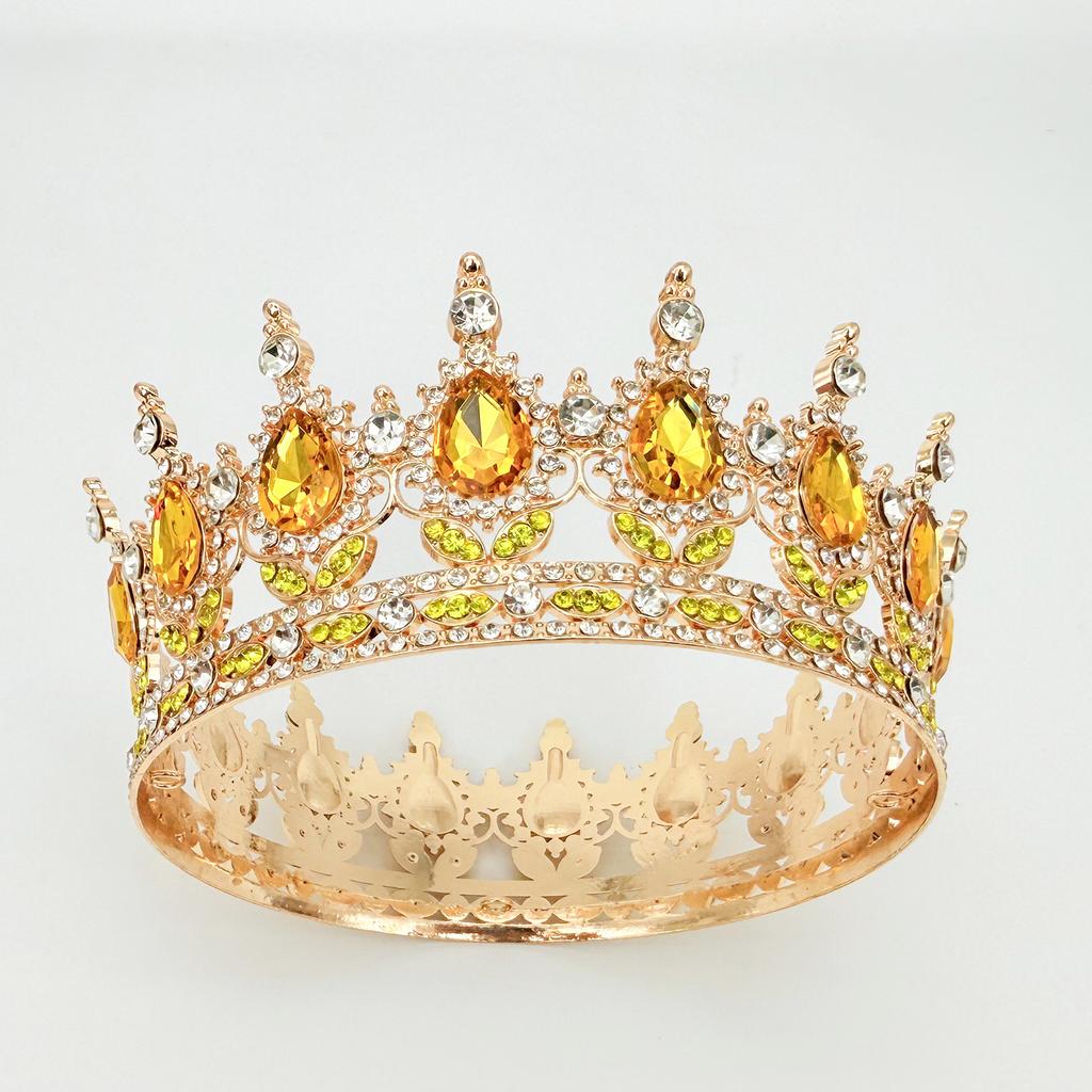 Full Circle Crown Tiara Colorful Baroque Retro Full Diamond Jewelry Wedding Accessories Crown Bridal Crown