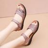 New Women's Shoes with Soft Soles and Hollowed-out Leather Sandals for Middle-aged and Elderly People