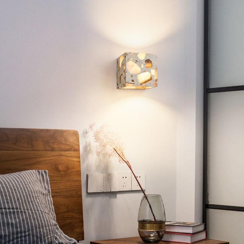 Retro Marmurowa Terakotowa Lampa Ścienna Wabi-Sabi do Sypialni, na Balkon lub Dziedziniec