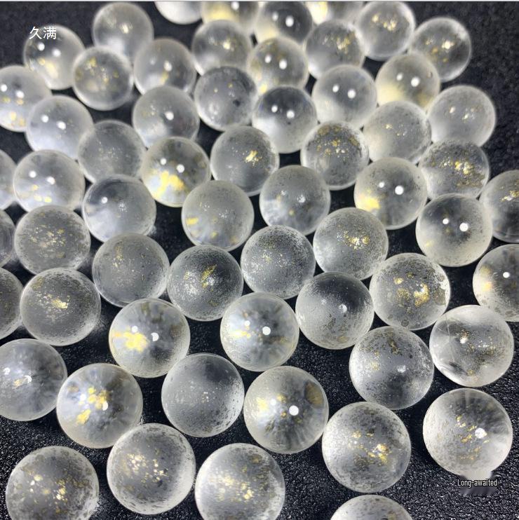 Imitation Etched Gold Sprinkled 12mm Glazed Glass Round Bead for Hairpin Accessories