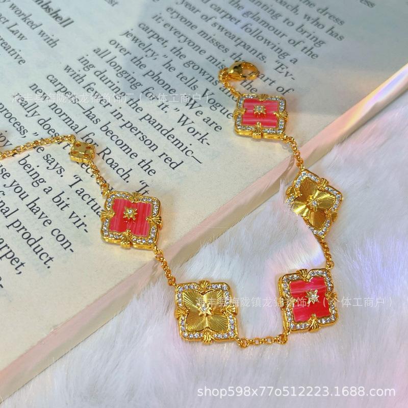 Buccellati Armband Kleeblatt Fünfblättrig Laser Diamant Doppelseitig Mädchen Retro Hof