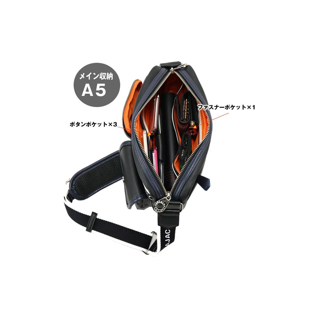 Castelbajac Domine Horizontal Shoulder Bag, A5 Size (Black) for Men and Women