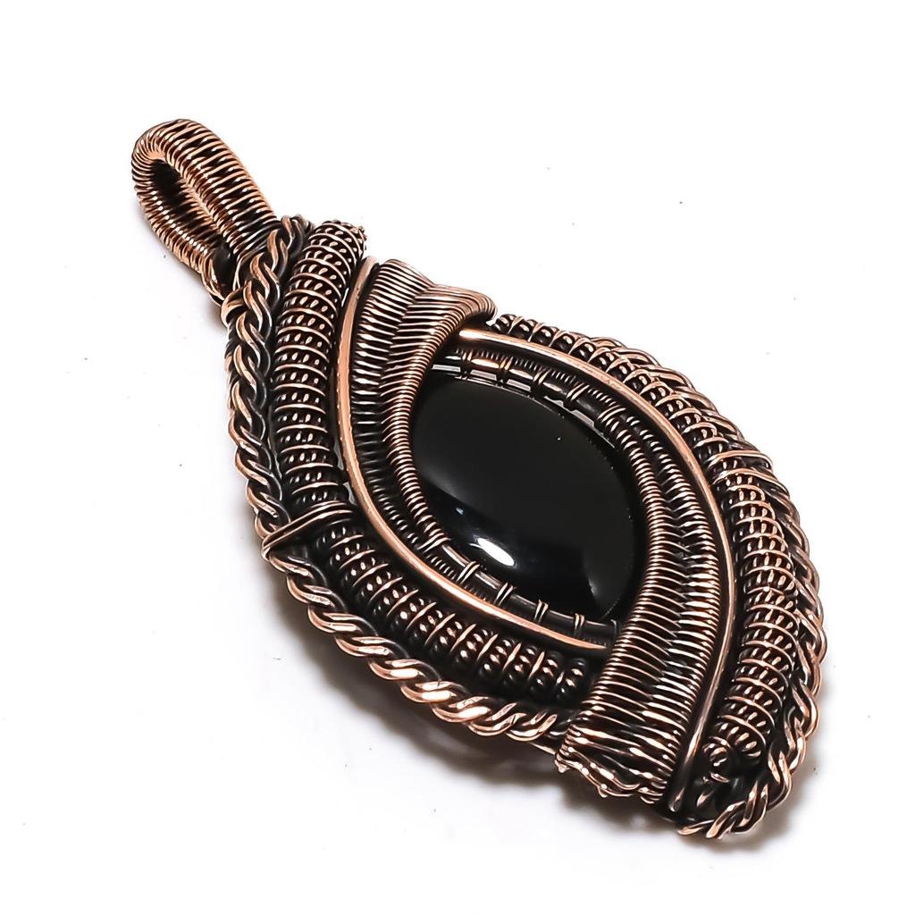 Black Onyx Jewelry, 999 Copper Wire Wrapped Pendant Handmade Gemstone Jewelry, Gifts For Wife Brand New Pendant