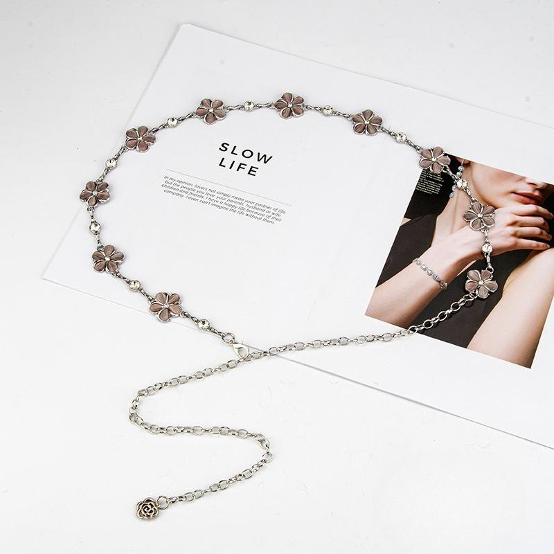 

Металлическая цепочка на талию с цветами четырехлистного клевера, женский ретро-богемный аксессуар для платья, декоративный пояс для женщин