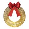 Christmas Metal Light Up Wreath With LED Warm Lights And Ribbon Bow Holiday Decoration