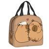 Custom Chilling Capybara Insulated Lunch Bag for Women Portable Cooler Thermal Lunch Box Kids School Children