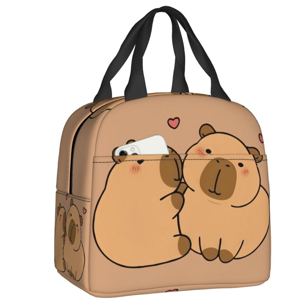 Custom Chilling Capybara Insulated Lunch Bag for Women Portable Cooler Thermal Lunch Box Kids School Children