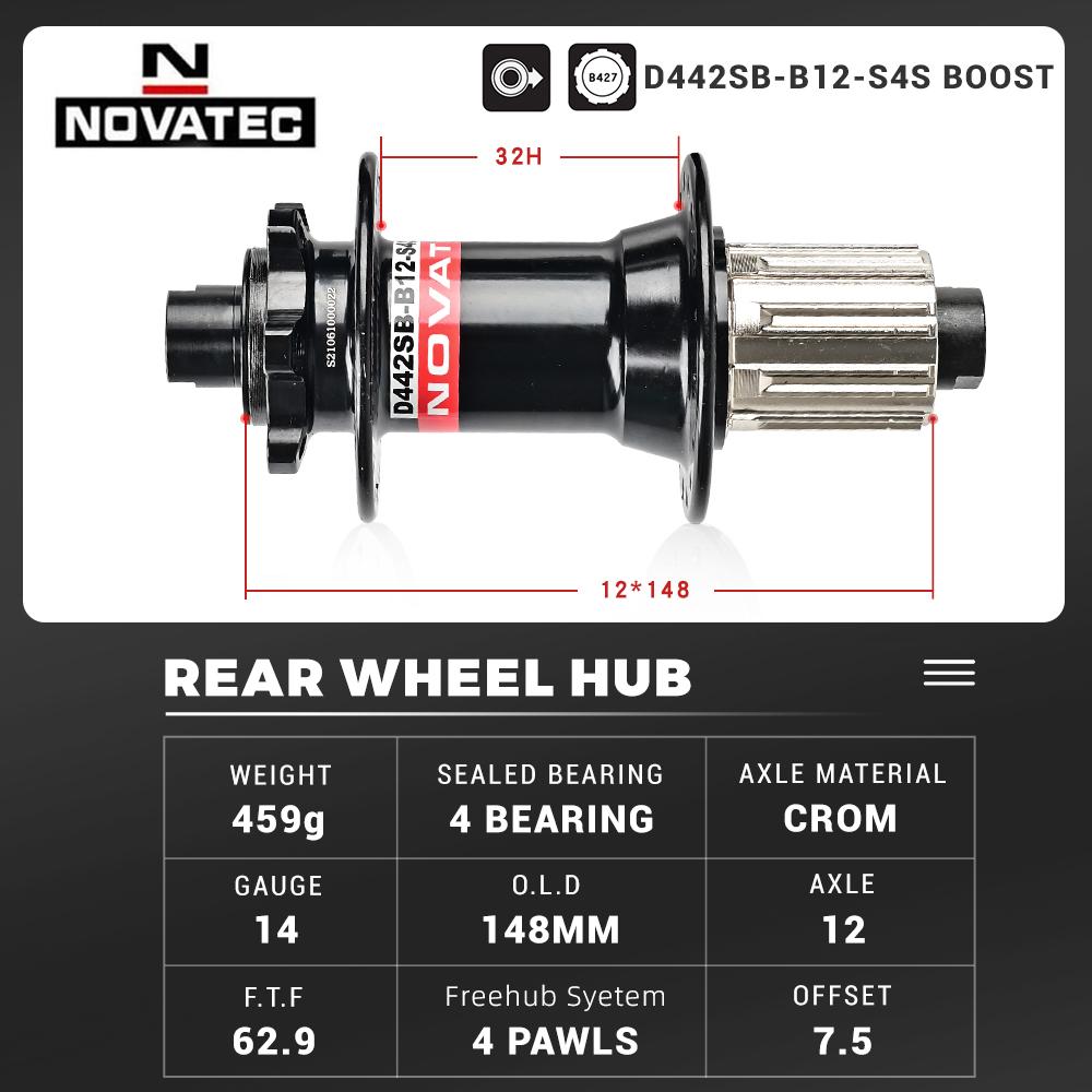 2025 Novatec Bicycle Hub D041SB-B15 D042SB-B12 BOOST Bearing Hub 8/9/10/11/12 Speed Mountain Bike Hub 32H 110*15 148*12MM 32Hole