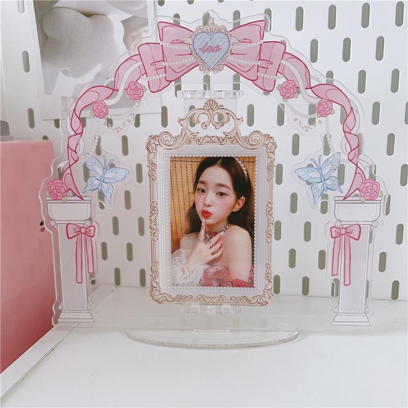 Cute Acrylic Photo Frame Desktop Stand for Idol Polaroids, K-Pop Collectibles, Instax Mini, Fan Photocard Display Holder