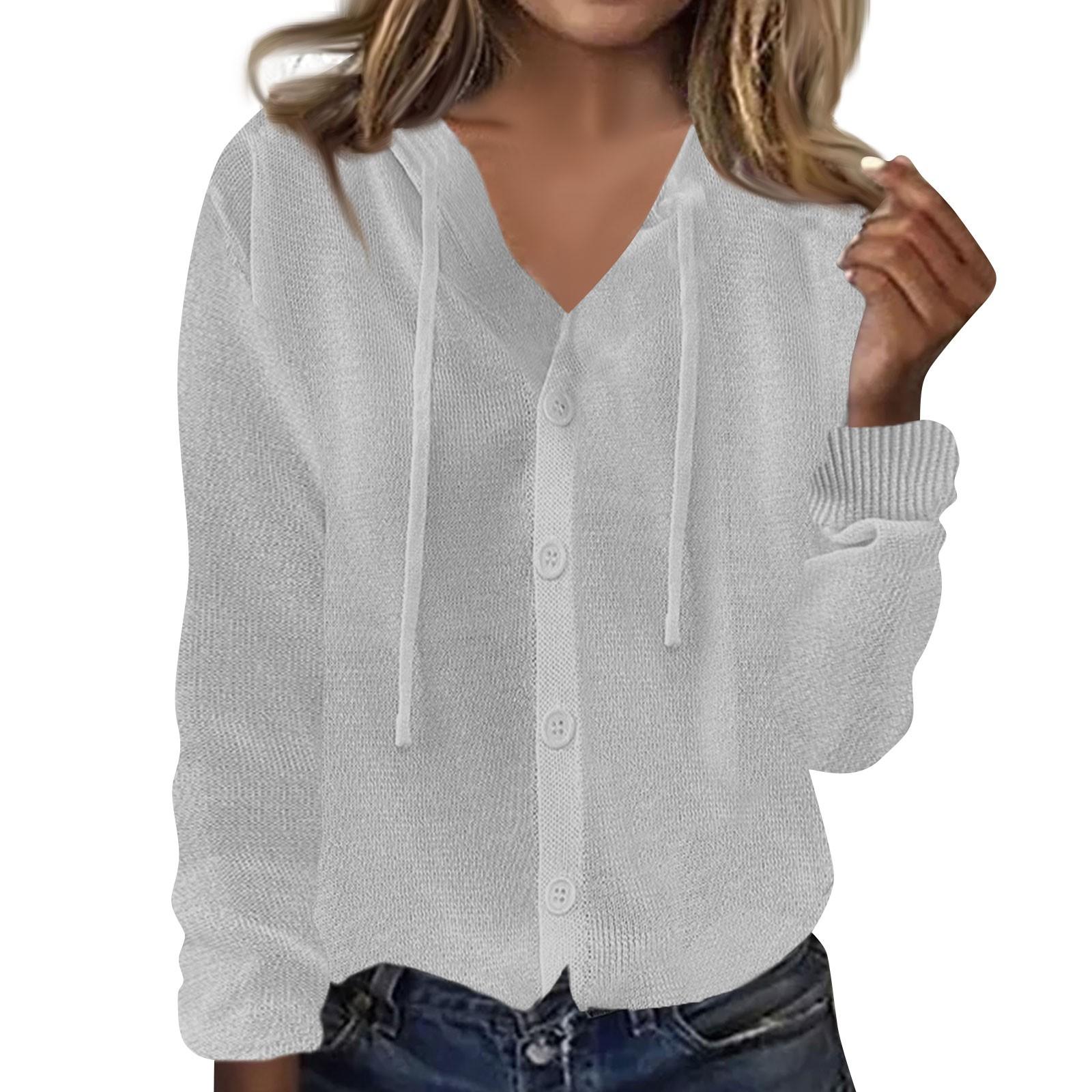 

Женская мода вязаный кардиган топ свободный длинный рукав солнцезащитный крем капюшон куртка XL белый