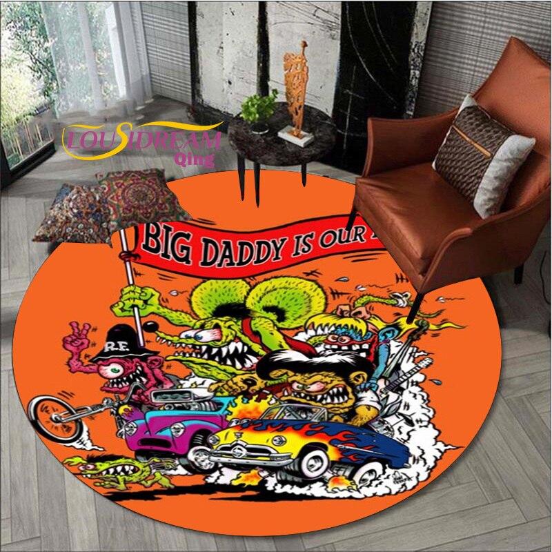 Carpet Retro Round Carpet Living Room Bedroom Skull Design Men's Gift