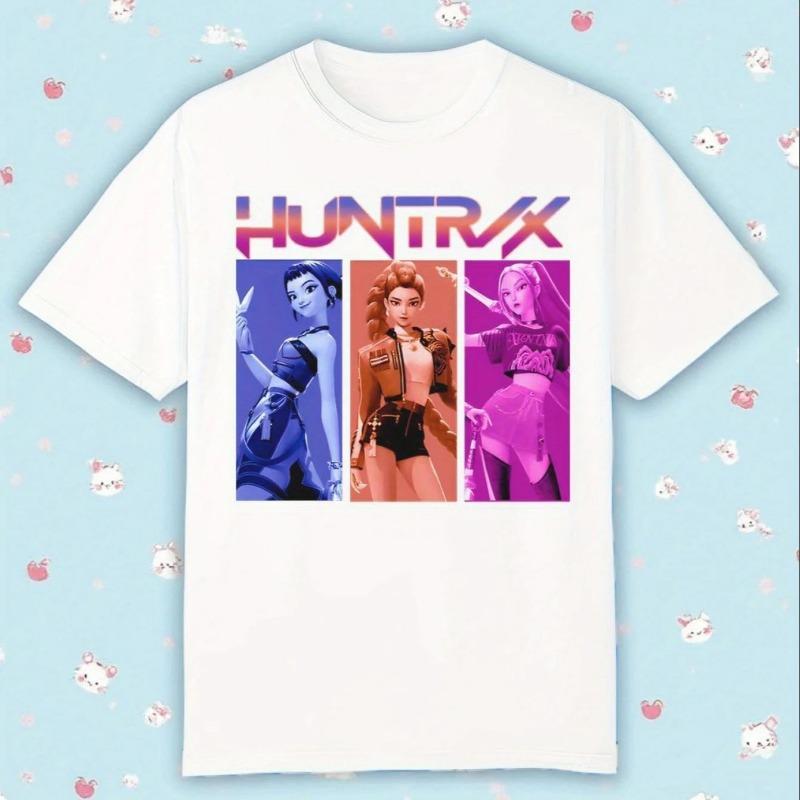 Vintage KPop Demon Hunters Print T-Shirt Anime Short Sleeve Tee Summer Girl Boy Shirt Casual Tops Crewneck Clothing