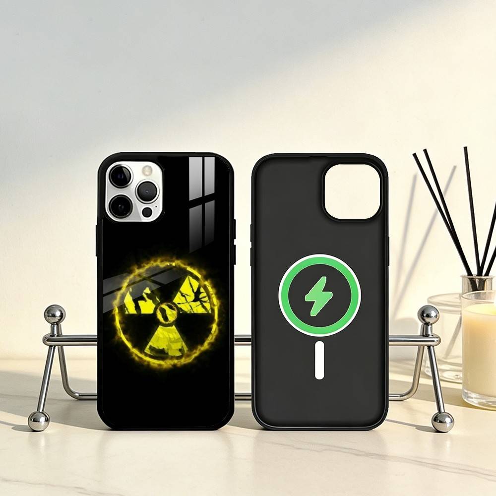 Nuclear Radiation Danger Sign Phone Case For iPhone17,16,15,14,13,12,11 Plus,Pro Max Magnetic For Magsafe Wireless Charging