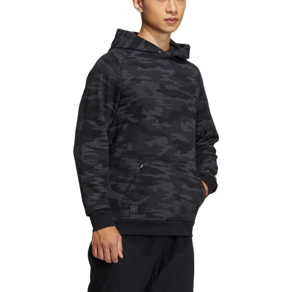 Adidas Camo Kangaroo Pocket Hoodie Long Sleeve Sweatshirt Men Tops Black HG3235
