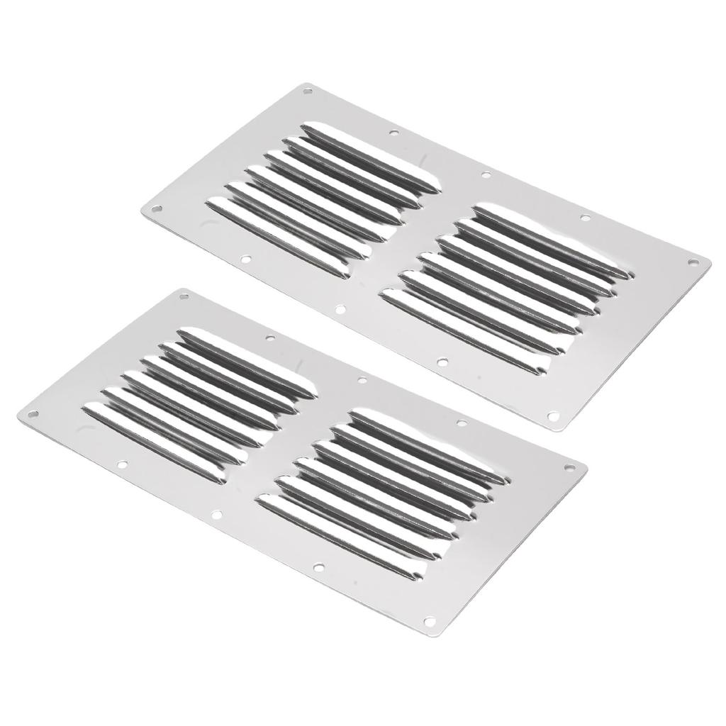 2PCS Louvered Vent Air Grill Cover 316 Stainless Steel Rectangular Air Venting Panel Cover for Ships Yachts RVs