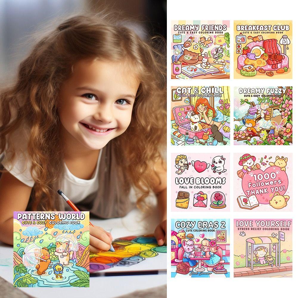 Educational Coloring Book Cartoon Doodles Book Cute Paperback  for Adults And Teens