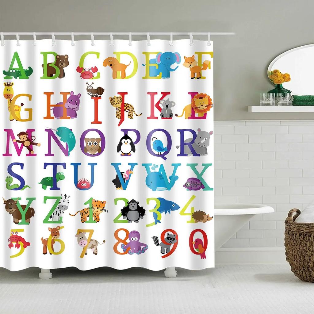 Creative Element Periodic Table Shower Curtain Modern Style Chemical Digital Pattern Bathroom Supplies Cloth Curtains Decoration