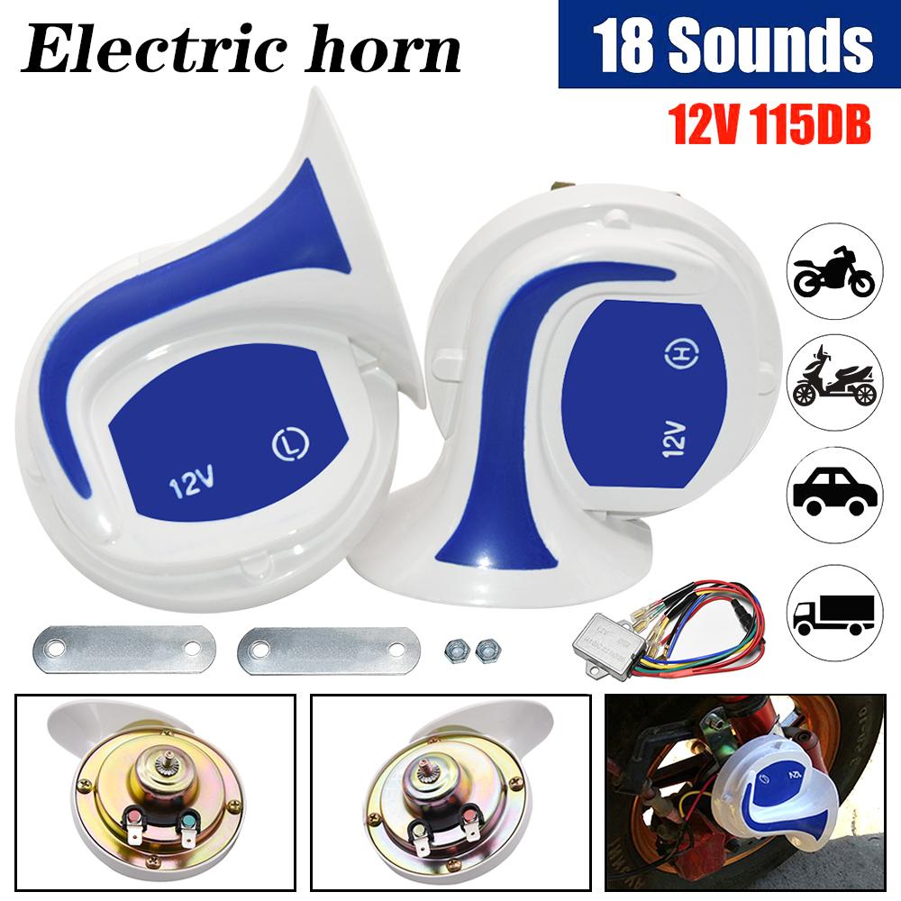 Spanish Warehouse 2pcs Car Speaker Vehicle Auto 18 Voices Tone Music Speakers Horns Alarm 12V Motor Motorcycle Signal Horn
