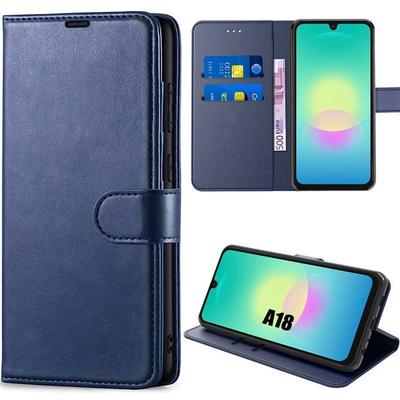 Coque Pour Samsung Galaxy A18 4G/5G, Protection Antichoc Anti-Rayures Cuir Synthétique Bleu Marine