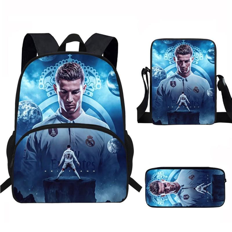 Set Zaino Scolastico CR7 per Bambini Tessuto Oxford Borsa a Doppio Scomparto con Tasca Frontale Astuccio Tracolla Ergonomico Dorsale
