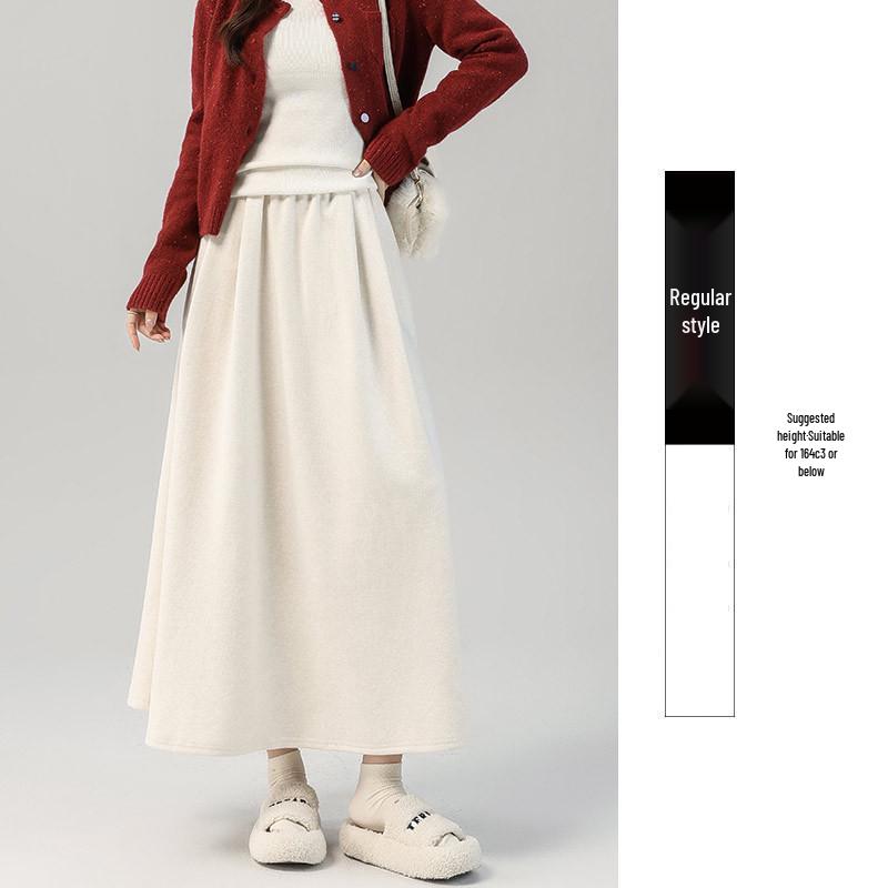 Women's High Waist Gray A-Line Skirt - Early Spring 2026 Collection, Slimming Mid-Length Design
