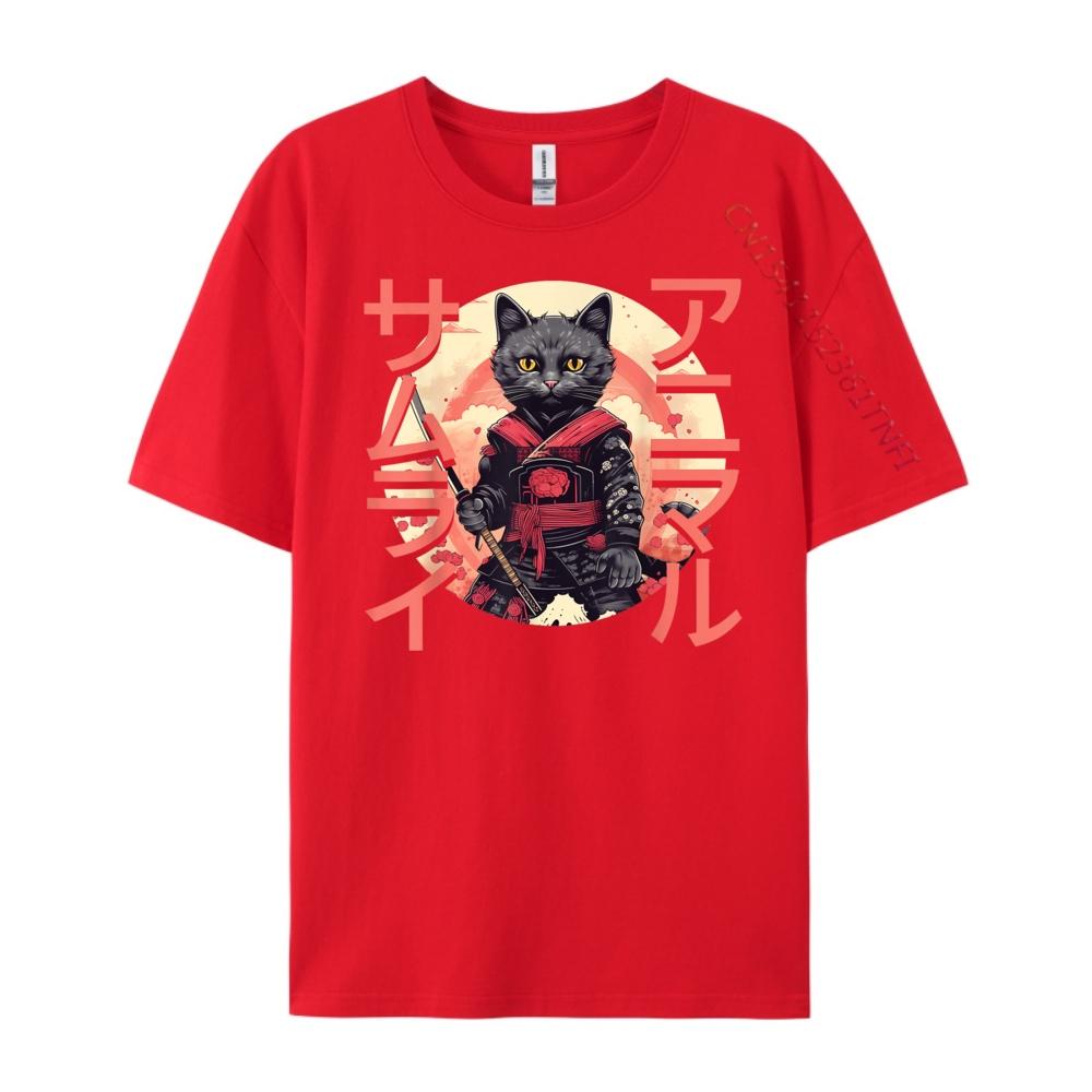 Cute Samurai Cat Warrior Japanese Ninja Kitty Kawaii Tee Shirt Clothes Graphic T Shirts S