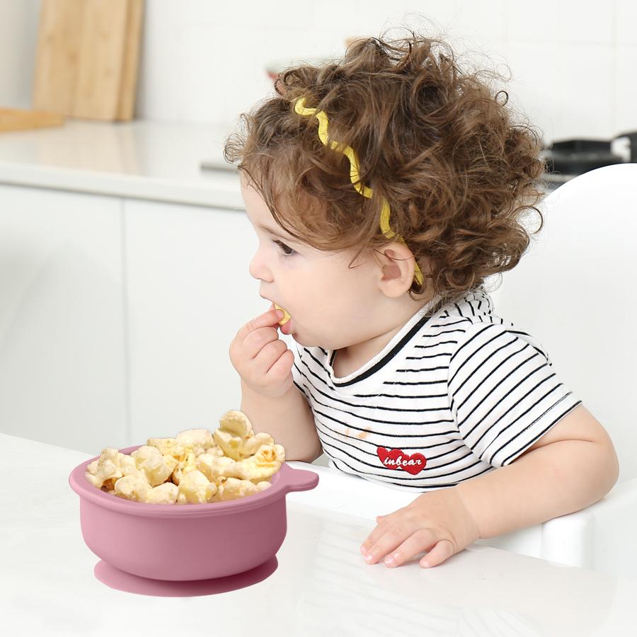 Color Kids Silicone Feeding Baby Tableware Cute Cartoon Bear Bowl Suction Feeding Bowl Toddle Training Dinner Dishes Baby Stuff