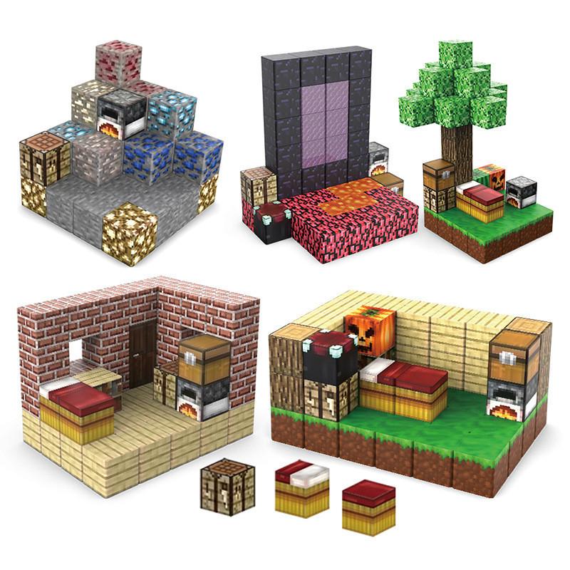 Vibrant Magnetic Building Blocks Set Minecraft Theme Diy Construction Toys