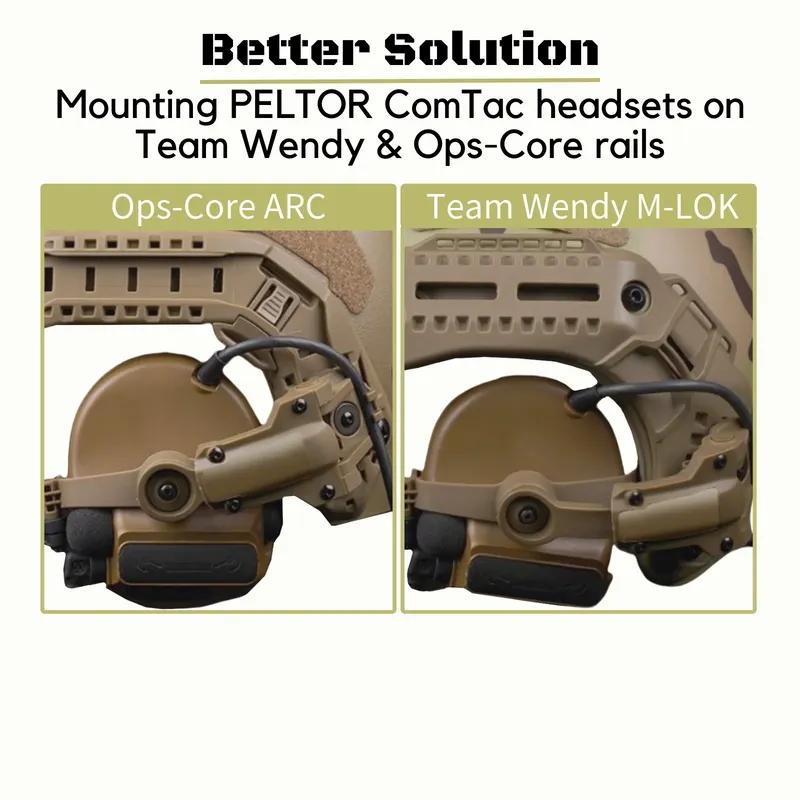 Helmet Rail Adapter For PELTOR ComTac Airsoft Shooting Accessories Headset Mount Fit Ops Core ARC Team Wendy MLOK Rail