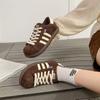 Autumn Retro Three-bar Striped Maillard Color Matching Board Shoes Women's Leisure Sports Increase