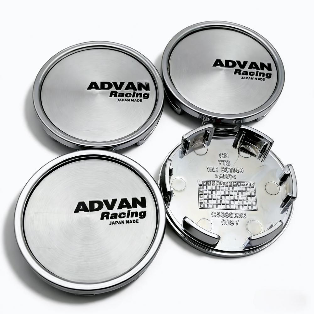 4pcs 58mm 53mm Car Wheel Center Caps With Advan Racing Logo Emblem Badge Wheel Hubcaps Rim Center Dust Cover Hub Accessories
