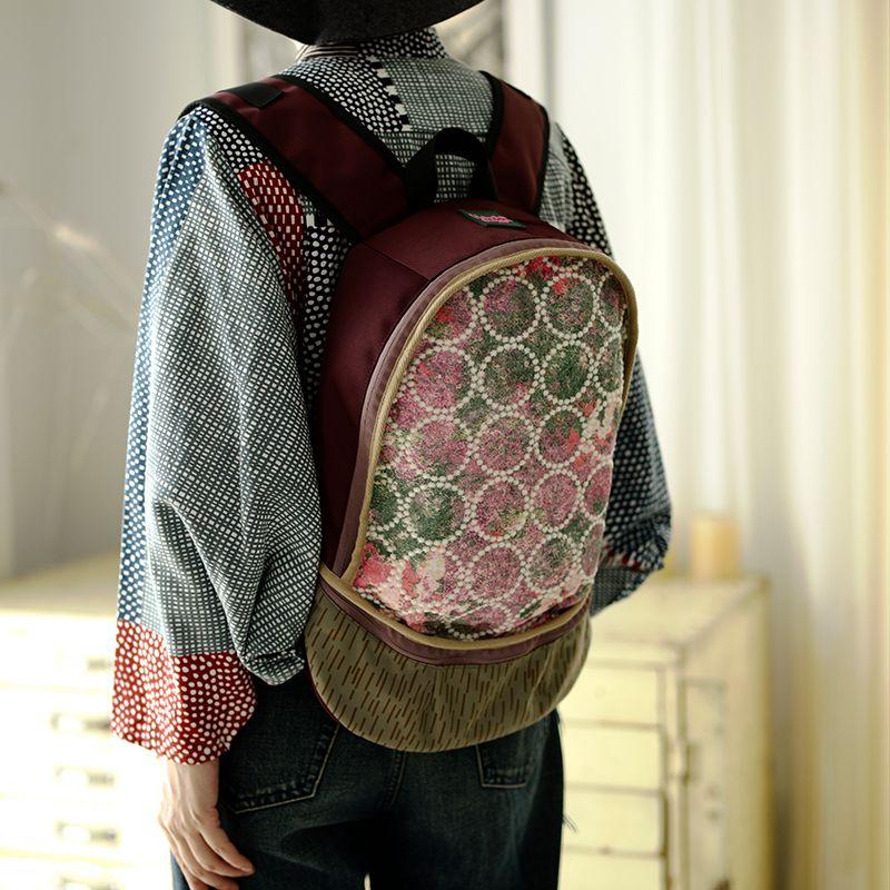 

Housedesign2025 Spring/Summer New Retro Embroidered Backpack Large Capacity Fashion Commuter Computer Schoolbag Women Circle Color