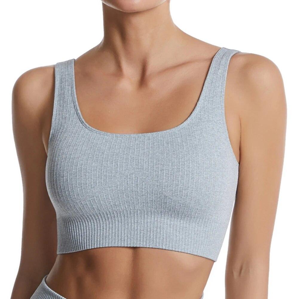 

Женские спортивные бюстгальтеры, ударопрочный бюстгальтер для тренировок в тренажерном зале, спортивная одежда, бесшовный бюстгальтер с мягкой подкладкой для йоги и фитнеса, ребристый бюстгальтер, противоударный бюстгальтер для активного бега M