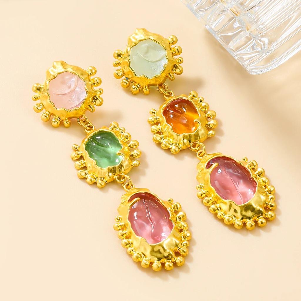 Brincos geométricos de resina de metal da moda para mulheres, brincos pendurados exagerados e minimalistas, acessórios de joias para banquetes