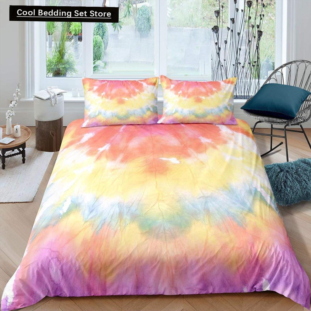 Cartoon Regenbogen König Königin Bettbezug Kinder Mädchen Bunte Wolken Bettwäsche Set Liebesherz Bettdeckenbezug Polyester Steppdeckenbezug