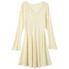 Sancai 2026 Winter Lace-Trimmed A-Line Knit Dress