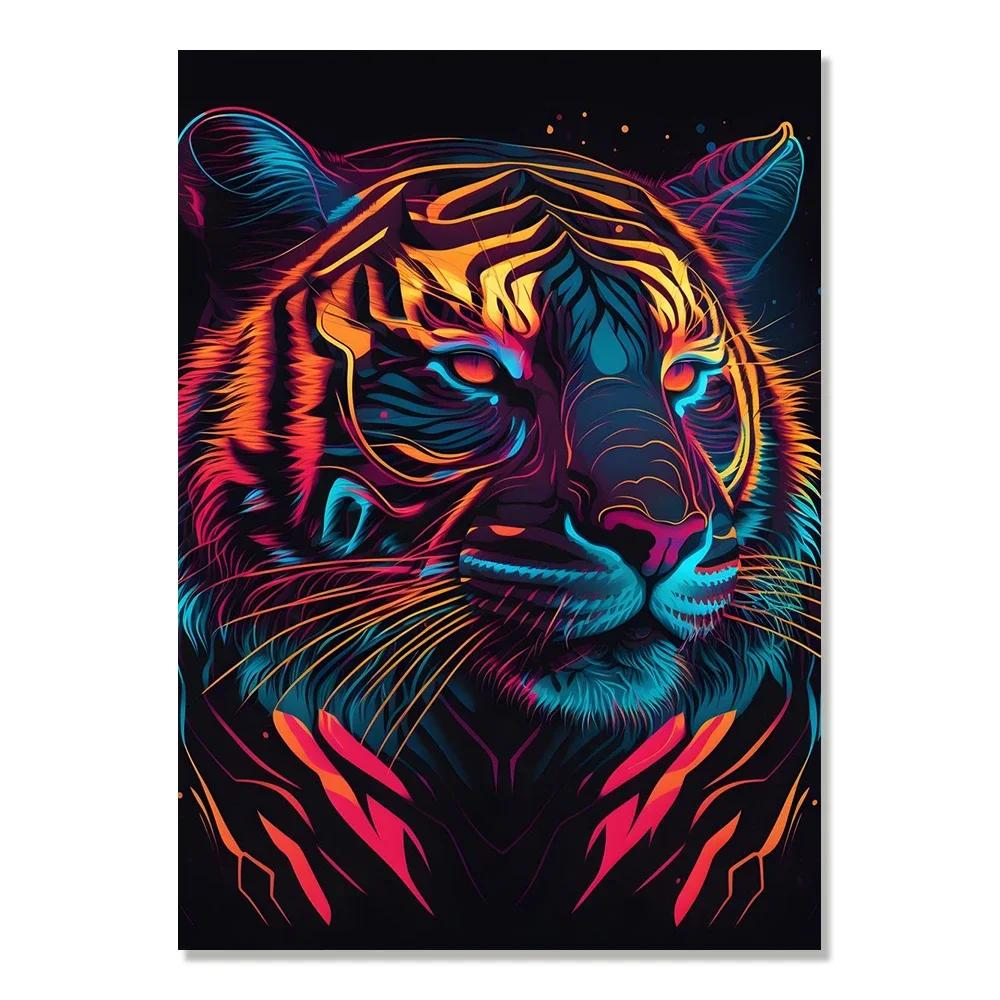 Cyberpunk Style Future Fantasy Lion Monkey Agent Animal Poster Wall Art Canvas Painting for Living Room Home Decoration