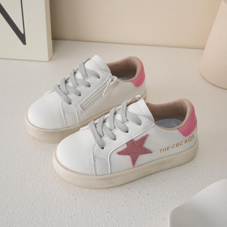 XSHX "Stars Dirty Bottom" Children's Board Shoes Spring and Autumn Boys and Girls Little White Shoes 2329