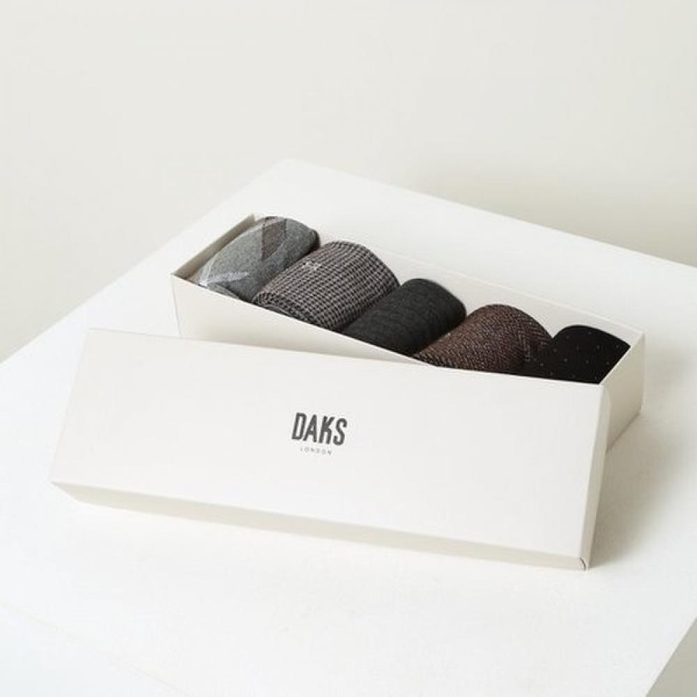 Daks Gray Pattern Cotton Blend Crew Socks Set 5 Dbss5e301g2 Single option