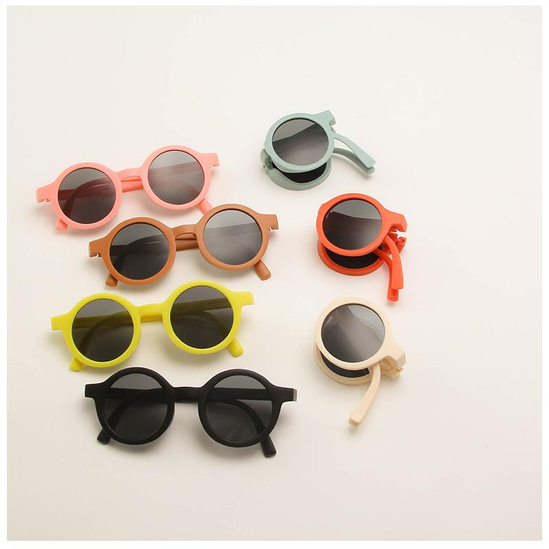 Toddler Folding Foldable Sunglasses Cute Round Sunglasses Bulk Toddler Glasses for Kids Boys Girls Beach Outdoor Sport
