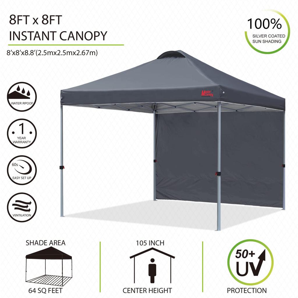 MASTERCANOPY Plane Zelt Seitenwand Set 3 Stufen Verstellung Stahlrahmen Luftzirkulation Wasserabweisend UV-Schutz Sonnenschutz Sonnensegel Gewerblich