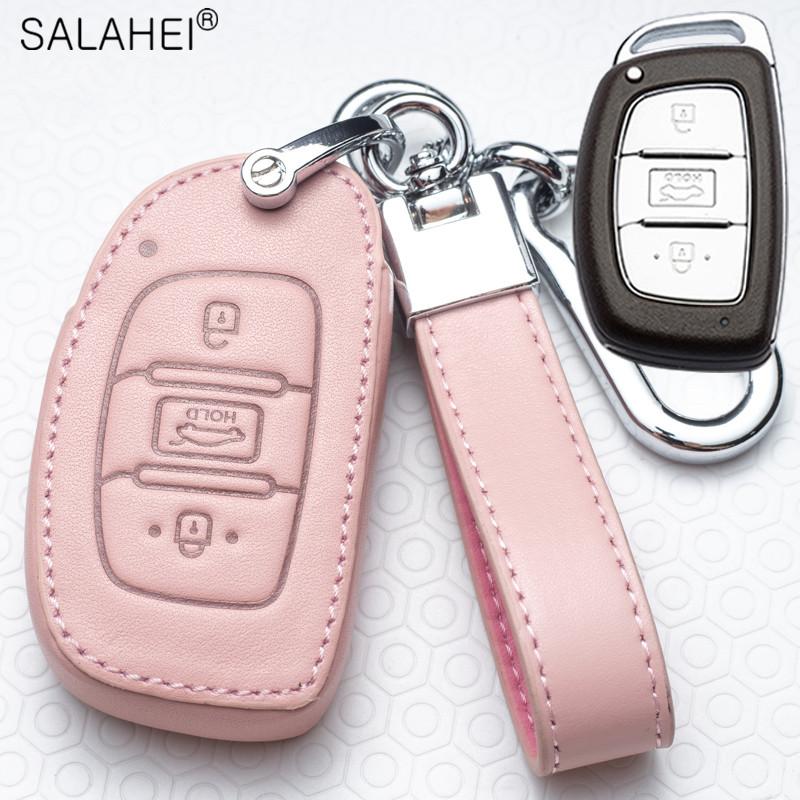 Leather Car Smart Key Cover Case Holder Protection For Hyundai Tucson Mistra Ix25 Ix35 I20 I30 I40 Hb20 Tm