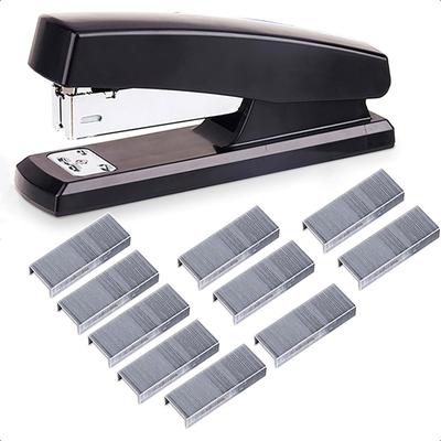 Desktop Staples 4.8 Inch Labor Saving Black Stapler For 20 Sheets Capacity With 500 Pcs No.12 Staples Black