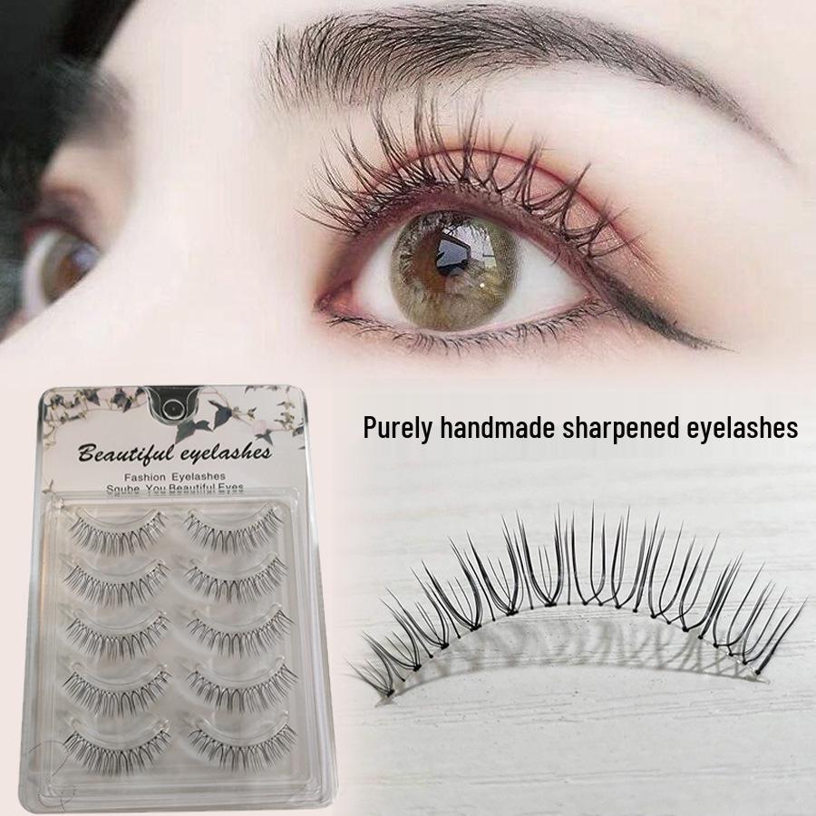 

A05 Transparent Stem Natural False Eyelashes - Fish Silk Hand-Tied for Bridal Makeup