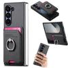 Magnetic Leather Wallet Phone Case with Card Holder Ring for Samsung Galaxy Z Fold 7 6 5 4 3 Fold7 Fold6 5G Detachable Cover